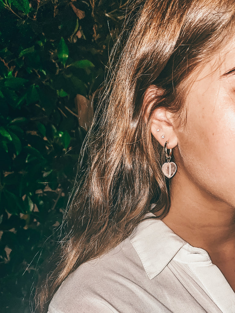 Rose Quartz Hoops