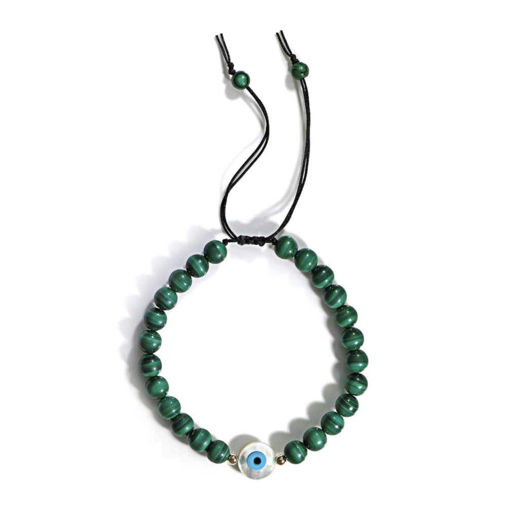 Round Evil Eye Bracelet - Malachite