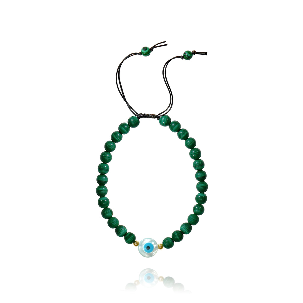 Round Evil Eye Bracelet - Malachite