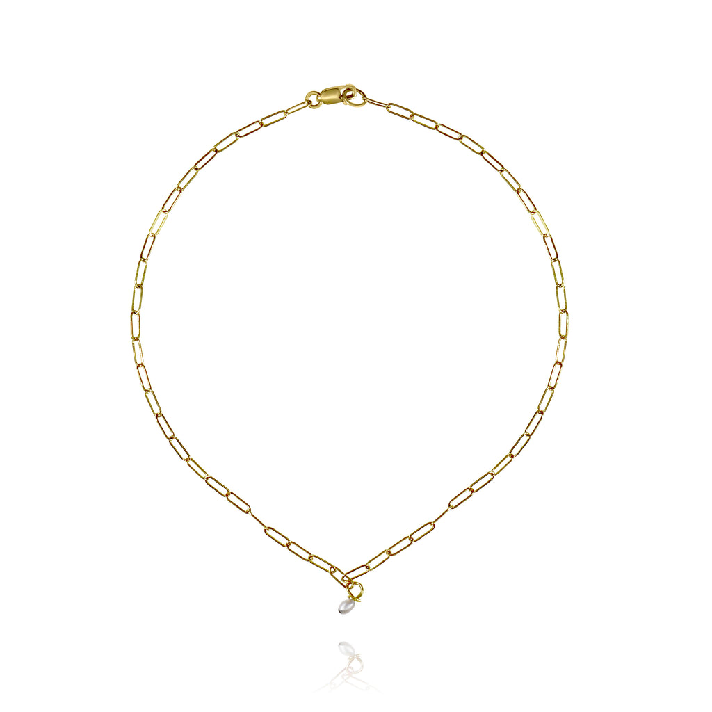 Gold Anklet - Pearl Dangle