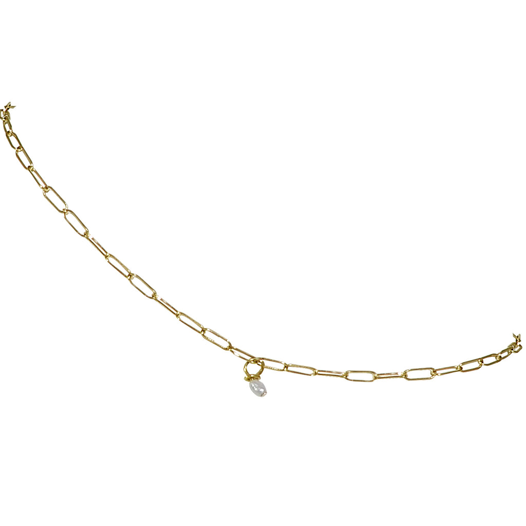 Gold Anklet - Pearl Dangle