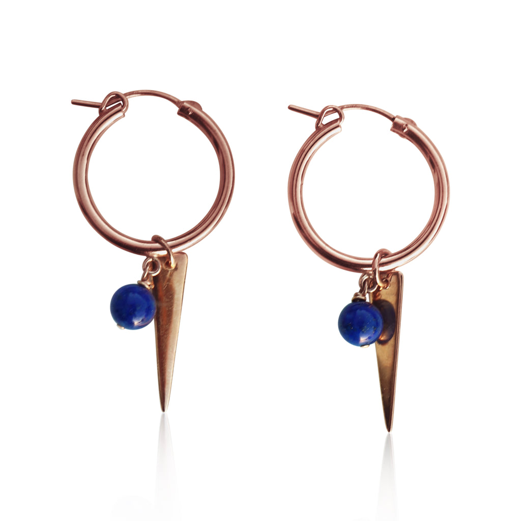 Rose Gold Lapis Hoops