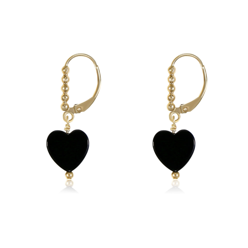 Onyx Heart Earrings