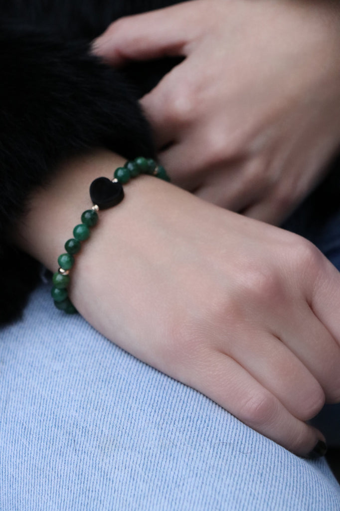 Jade Black Heart Bracelet