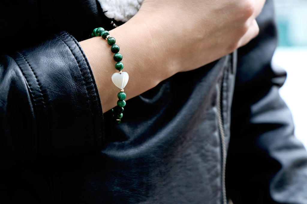 Jade White Heart Bracelet