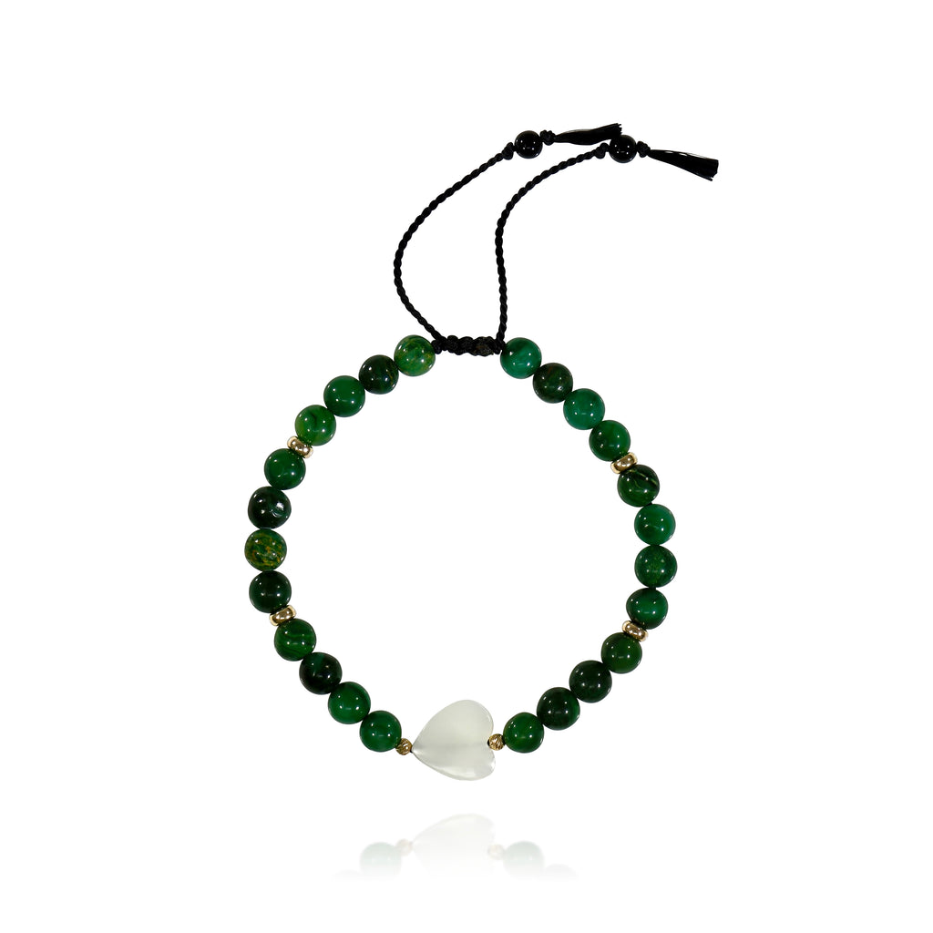 Jade White Heart Bracelet