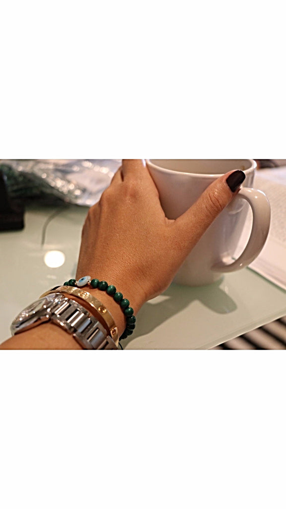Round Evil Eye Bracelet - Malachite