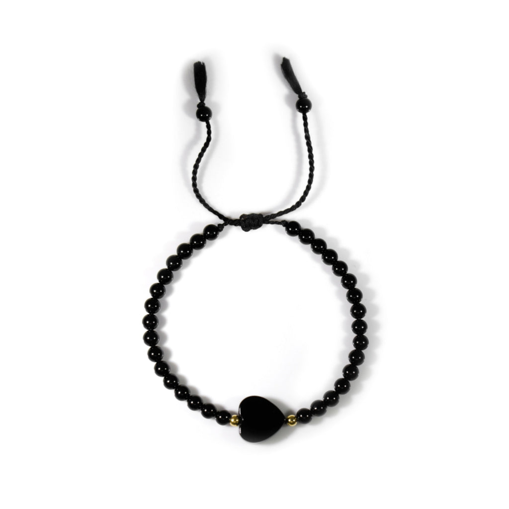Black Heart Bracelet - Onyx beads